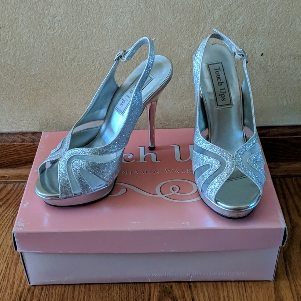 Silver glittery high heels